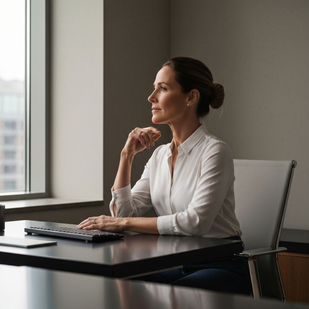 Person sitting with proper ergonomic posture at workspace